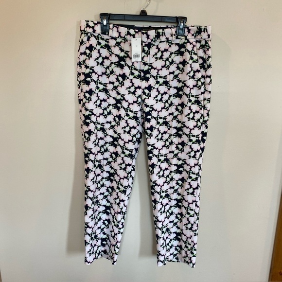 Banana Republic Avery Floral Pants Size 12 NWT Mid Rise Straight Cropped Leg - Picture 1 of 6